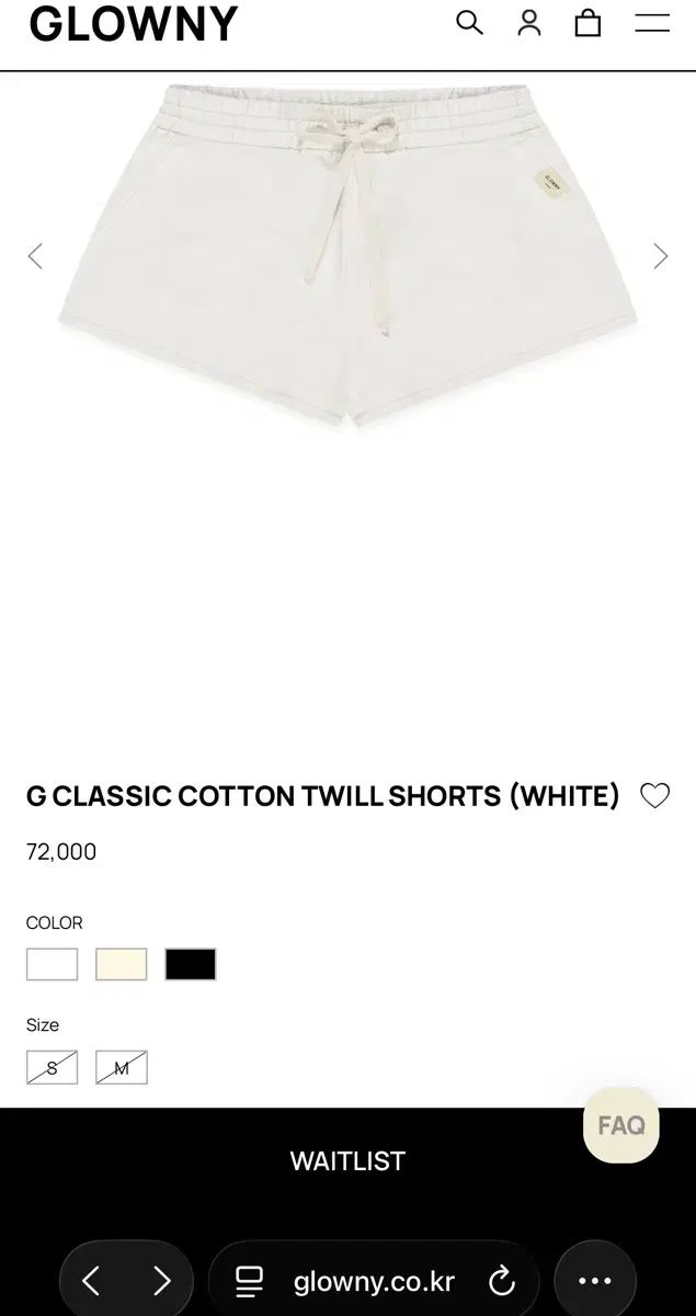 GLOWNY G CLASSIC COTTON TWILL SHORTS (BLACK