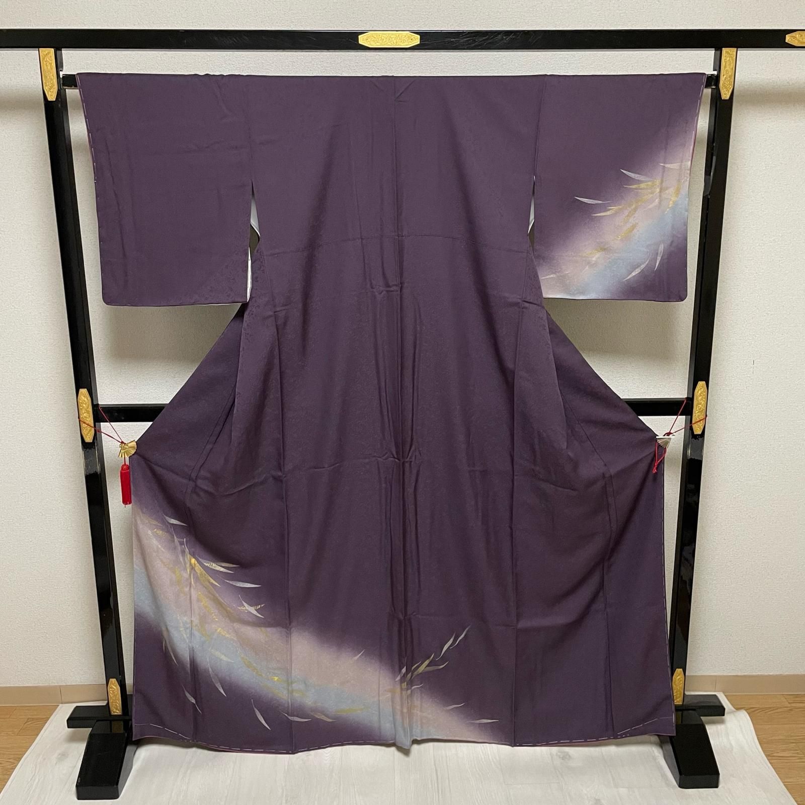 やまと誂え 付下げ 裄66 暈しに上品な染め 美しい花の地紋 着物 正絹 X-2191