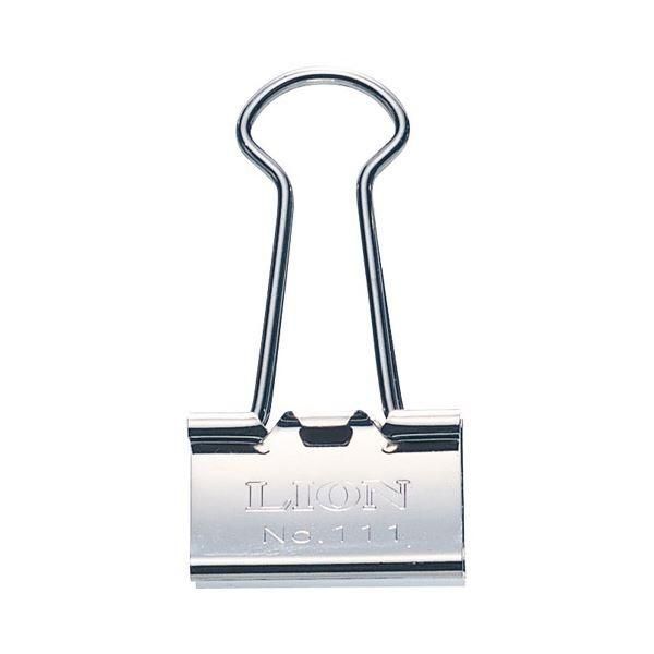 (まとめ) ライオン事務器 バインダークリップニッケルメッキ 中 口幅25mm No.111N 1箱（10個） 〔×30セット〕