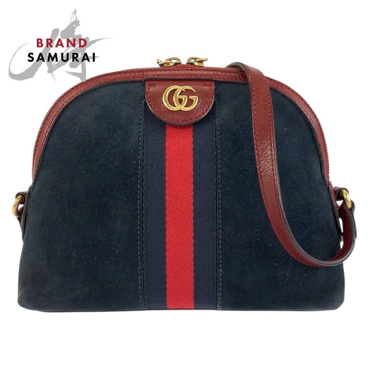 美品 GUCCI グッチ シェリーライン オフィディア ネイビー レッド ゴールド金具 499621 ショルダーバッグ ポシェット レディース 602370【中古】