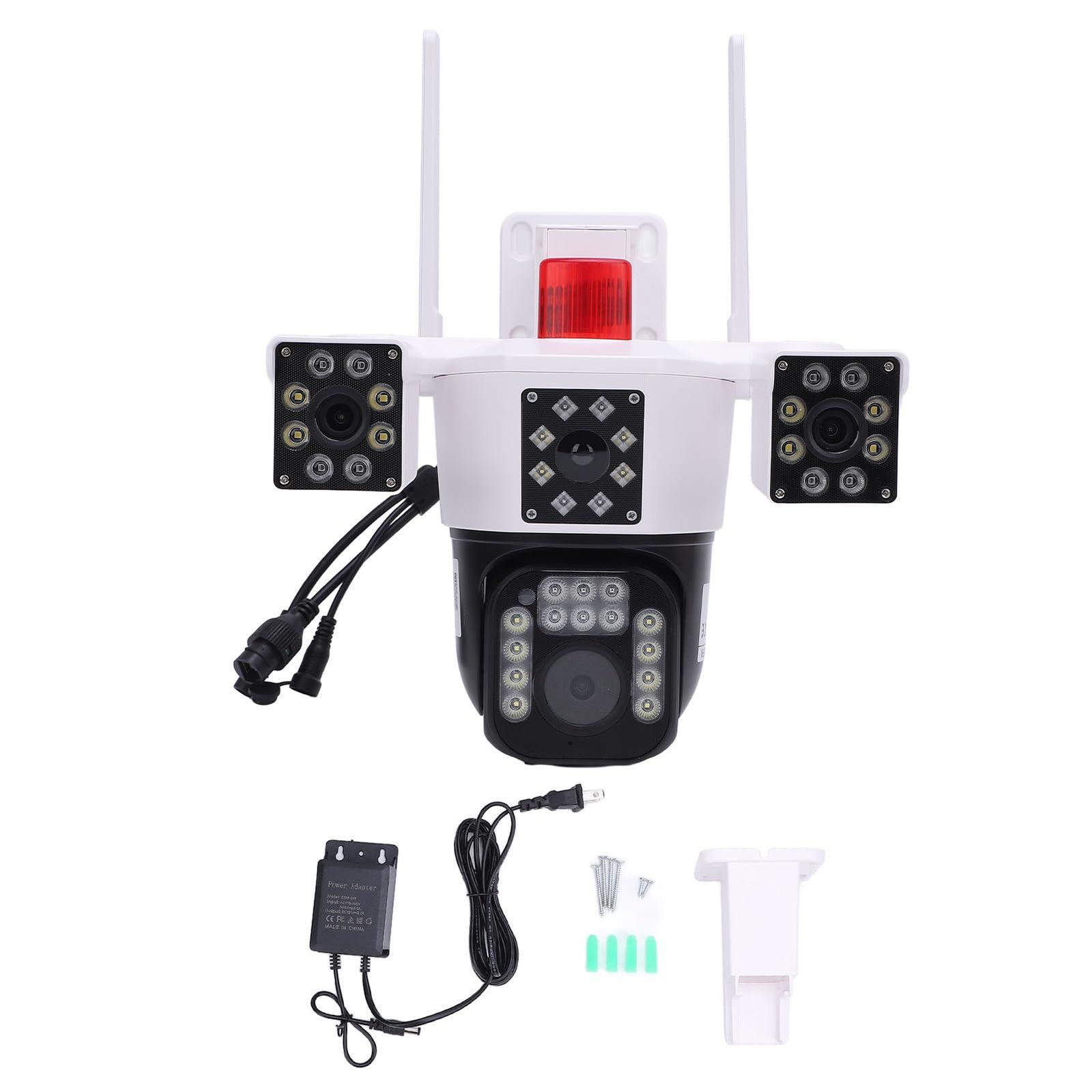 新品 防犯カメラ 人体検知 10倍ズーム IP66防水 360°広角 HD防犯カメラ トリプルレンズ 屋外カメラ 家庭用 (EUプラグ)