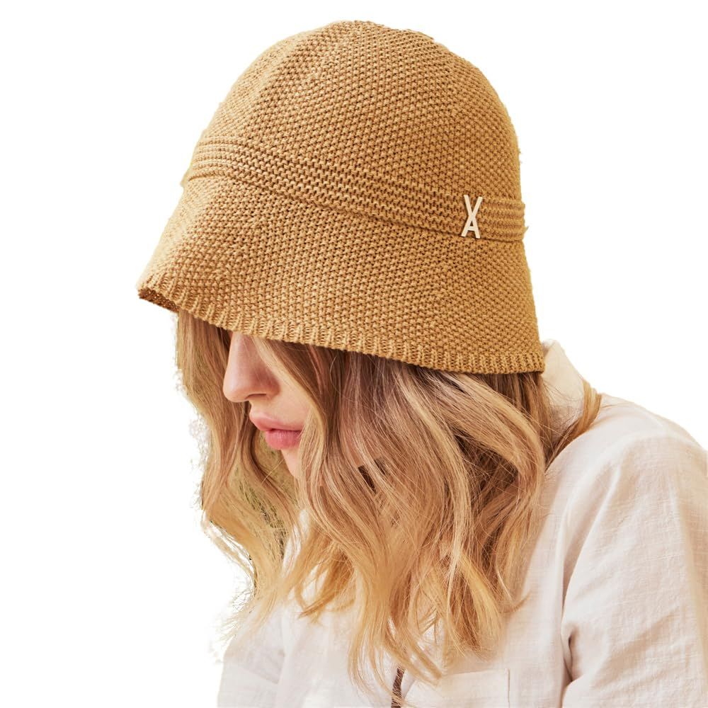 新品 [VARZAR] Stud Logo Summer Knit Bucket Hat Beige