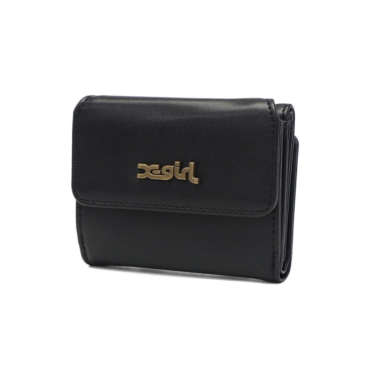 新品 [エックスガール] ミルズロゴフェイクレザーミニウォレット MILLS LOGO FAUX LEATHER MINI WALLET 105253054012 BLACK ONE SIZE