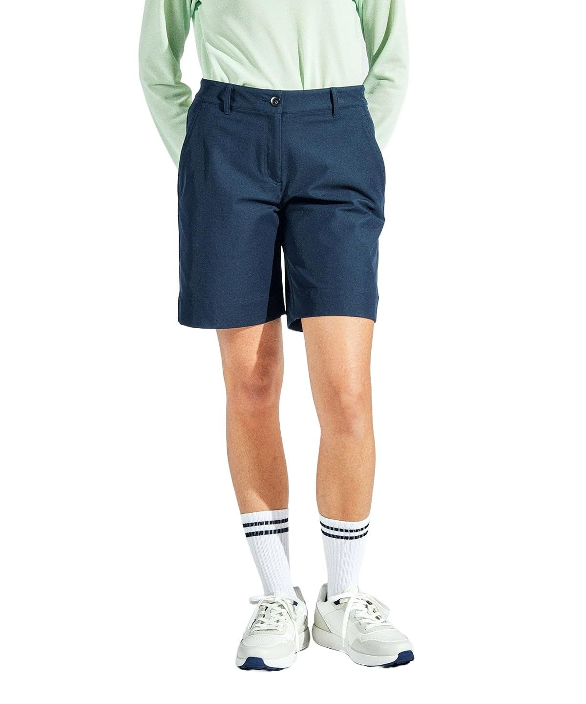 新品 [マンシングウェア] ゴルフハーフパンツ 【STANDARD COLLECTION】 ハーフパンツ ウエストゴム 日本製 シンプル ストレッチ ゴルフ レディース NV00(ネイビー)