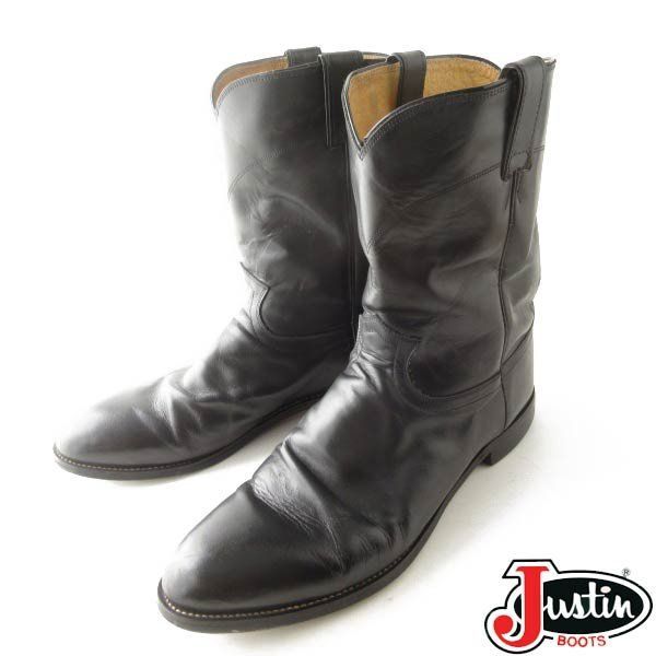 Justin ジャスティン ペコスブーツ 黒 14E 幅広32cm ブラック ローパー 大きいサイズ メンズ 靴 メキシコ製 D154-32-0028ZT