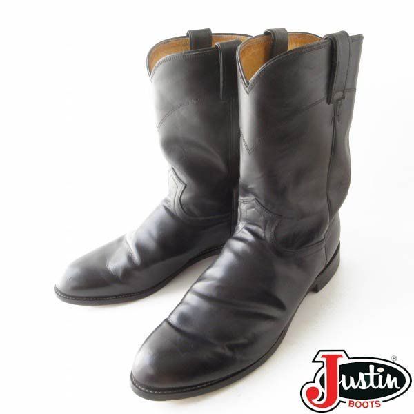 Justin ジャスティン ペコスブーツ 黒 12D 30cm ブラック ローパー 大きいサイズ メンズ 靴 メキシコ製 D154-32-0029ZT