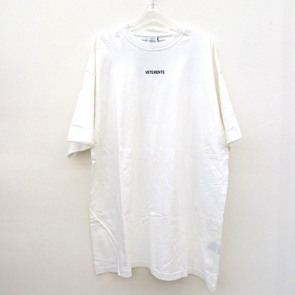 VETEMENTS ヴェットモン 半袖Ｔシャツ VETEMENTS　ヴェトモン　クールネック ロゴTシャツ　L　ホワイト　UE51TR540
