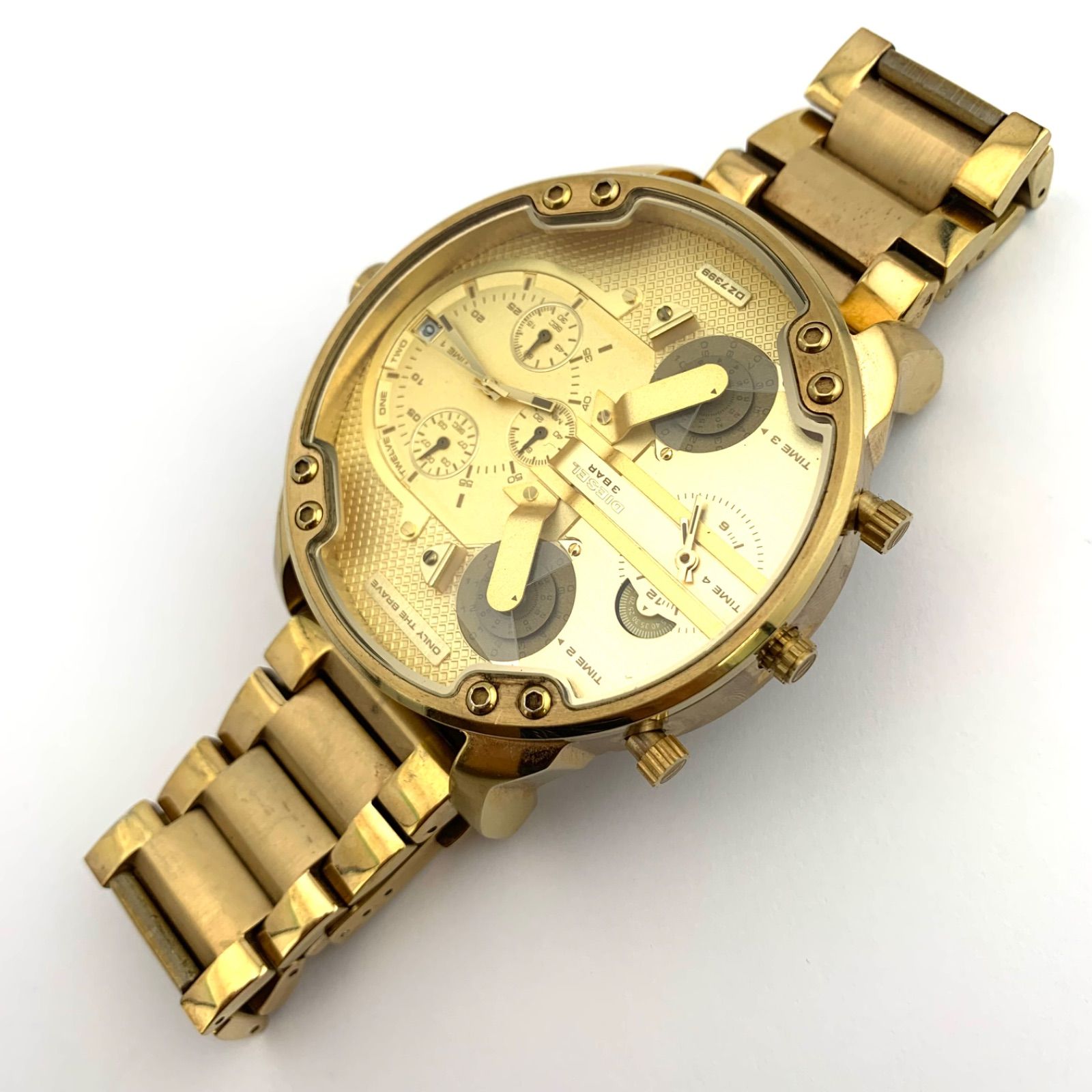 999GOLD BAR 時計　ジャンク品　セール中 ジャンク】DIESEL DZ-7399 ゴールド 腕時計 本体 - メルカリ