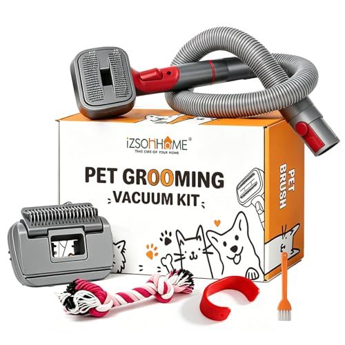 ダイソン V7 V8 V10 V11 V15対応、犬猫の抜け毛対策とグルーミング用ブラシ、ヘッド2個付き、皮膚マッサージ効果、ロングヘア/ショートヘアのペット用お手入れ簡単コーム、ペットブラシキット、ギフトボックス入りpms 86f3c39d