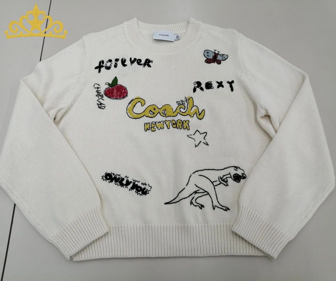 COACH キャンバス スケッチプリント クルーネック セーター レディース コーチ