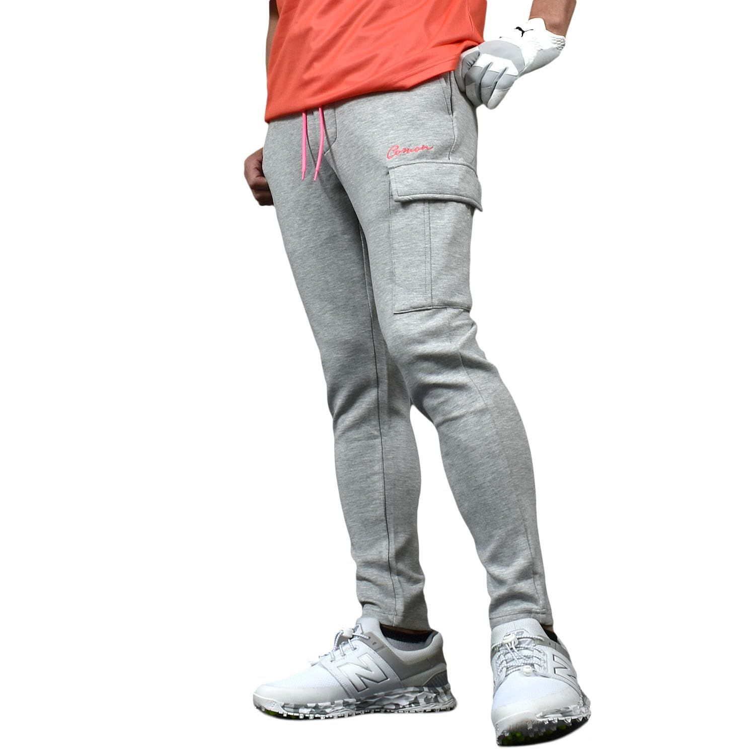 新品 COMON GOLF(コモンゴルフ) ゴルフパンツ メンズ ゴルフウェア カーゴパンツ ズボン テーパード アンクル丈 ストレッチ 大きいサイズ エアーポンチ素材 春秋 春 秋 CG-24014 XL 杢グレー