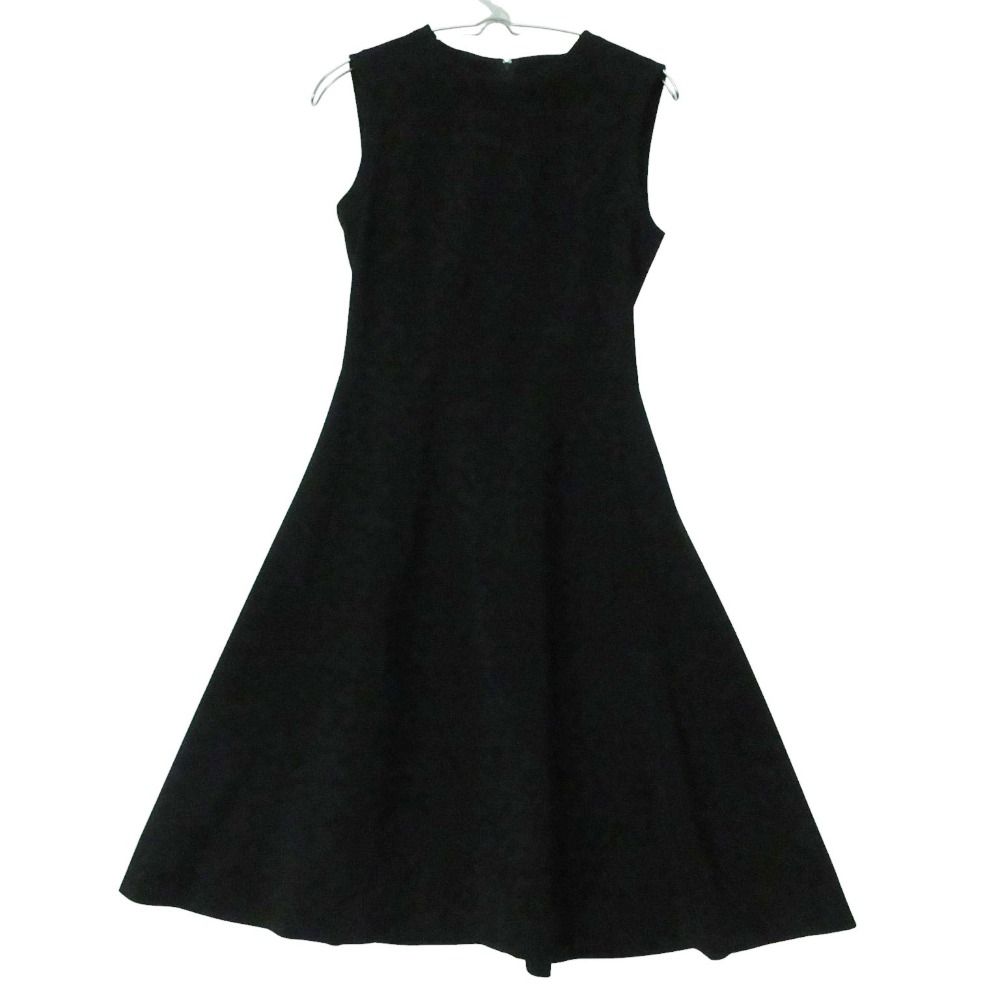 FOXEY NEW YORK フォクシー ニューヨーク ワンピース フォーマルワンピース ノースリーブ バックファスナー ラウンドネック 無地 ウエスト切り替え ブラック 38【M】 レディース 【中古】