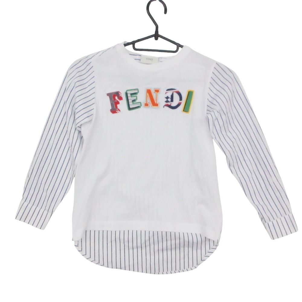 FENDI ストライプ 長袖Tシャツ FENDI フェンディ 長袖Tシャツ ロゴプリント ストライプ シャツ ロン