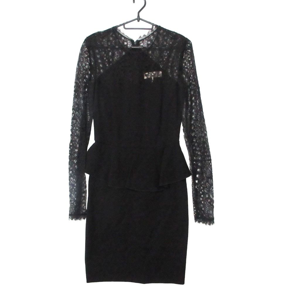 Emilio Pucci エミリオプッチ ワンピース レース切替 ペプラム ミニ丈 ドレス 38【M】 レディース 【中古】