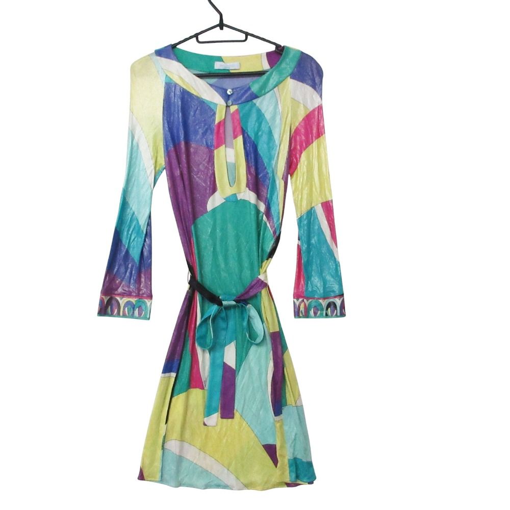 Emilio Pucci エミリオ・プッチ ワンピース プッチ柄 七分袖 レーヨン 36【M】 レディース 【中古】