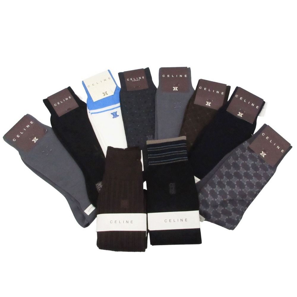 新品同様 CELINE セリーヌ その他ファッション雑貨 10足 靴下 セット ブラウン・ブラック・ホワイト・グレー・ネイビー メンズ