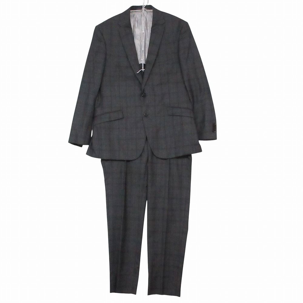 E.THOMAS GINZA イートーマスギンザ スーツ グレンチェック ペイズリー柄裏地 セットアップ グレー メンズ 【中古】