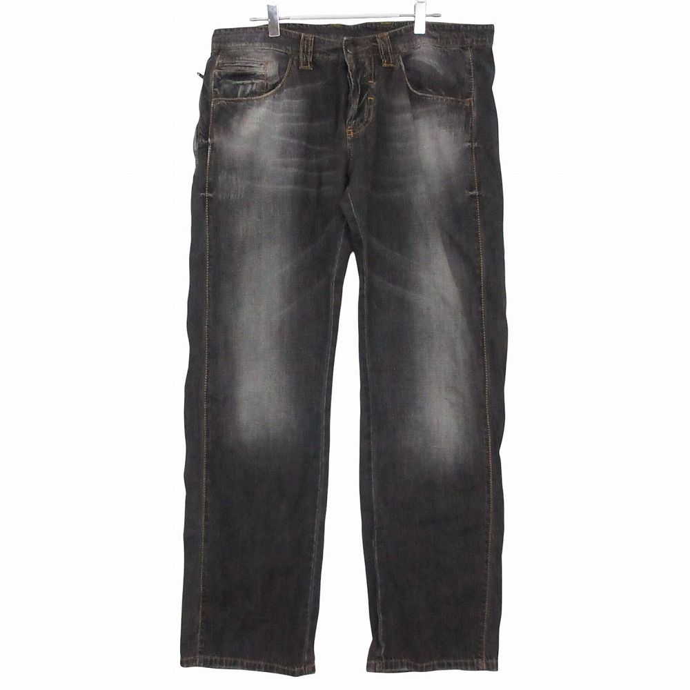 ERMANNO SCERVINO エルマンノ シェルヴィーノ デニムパンツ ジーンズ ボトムス オレンジステッチ ブラック 50 メンズ 【中古】