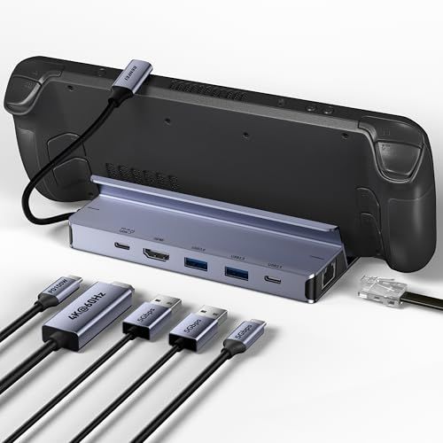 BENFEI Steam Deck ドック、Steam Deck (OLED)/ROG Ally/Legion Go 用ドッキングステーション、HDMI 4K@60Hz、1Gbps イーサネット、USB C ポート×1、USB 3.0 ポート 31c2290e