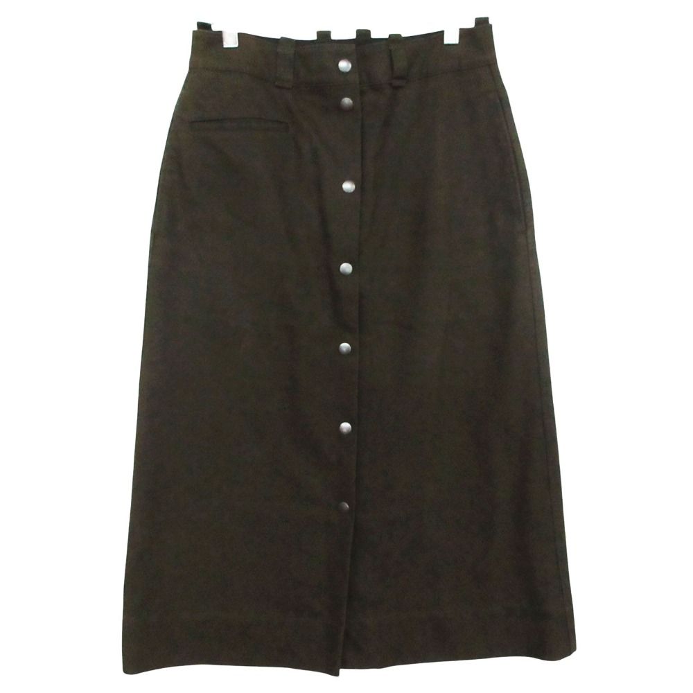 MARGARET HOWELL マーガレットハウエル スカート MHL JAPANESE DENSE COTTON コットン ロング スナップボタン カーキ Ⅱ レディース 【中古】