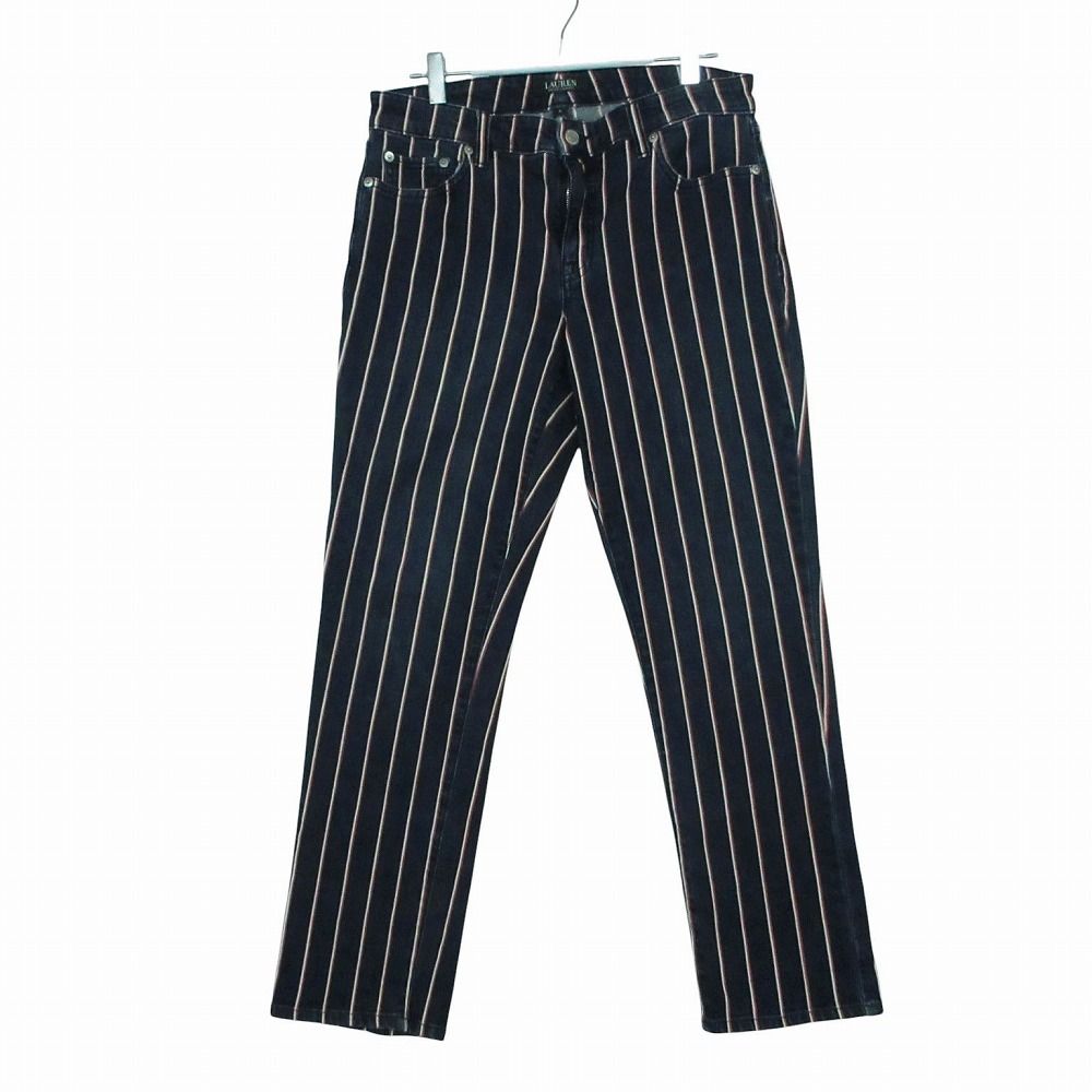 RALPH LAUREN ラルフローレン デニムパンツ ジーンズ ボトムス ストライプ柄 ストレート 濃いインディゴ 6【M】 レディース 【中古】