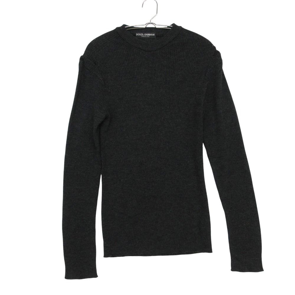 DOLCE&GABBANA ドルチェアンドガッバーナ ショルダースリット リブ ニット セーター 長袖 トップス ウール グレー 48【XL】 レディース 【中古】