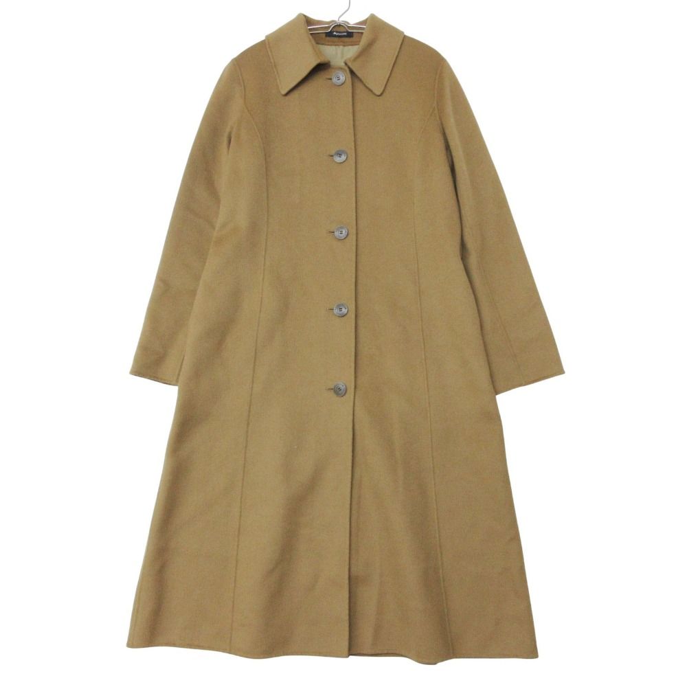 Aquascutum アクアスキュータム コート アウター ロング カシミヤ混 ステンカラー ブラウン 11【L】 レディース 【中古】