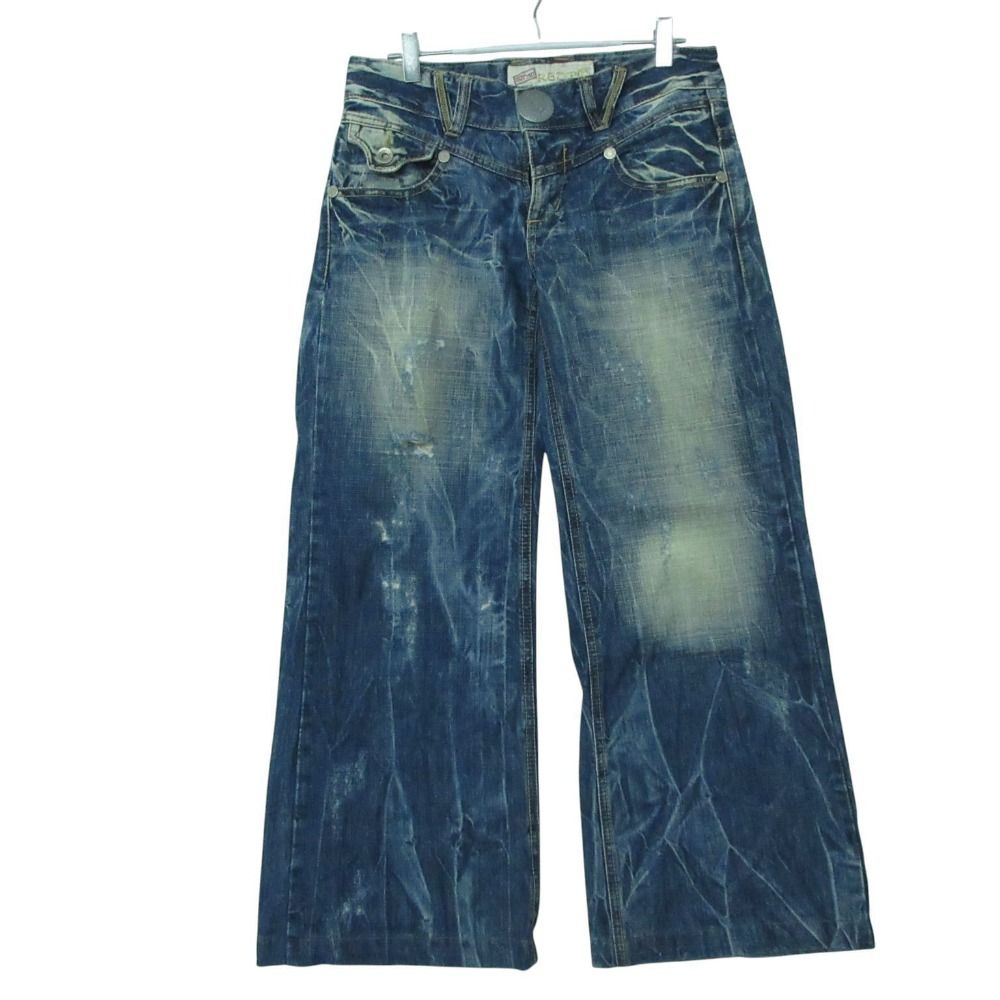 RED PEPPER レッドペッパー デニムパンツ CHESSY ジーンズ ジーパン ワイド ストレート ローライズ インディゴ W28 レディース 【中古】