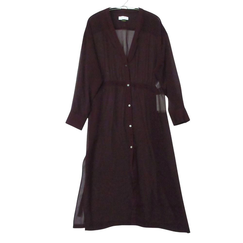 INED イネド ワンピース ロング シャツ シフォン Vネック パープル 9【M】 レディース 【中古】