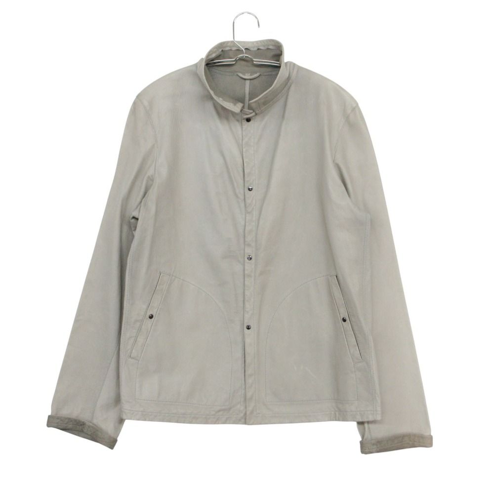 LANVIN ランバン コレクション ブルゾン 羊革 ラムレザー シャツジャケット スタンドカラー イタリア製 グレージュ 48【M】 メンズ 【中古】