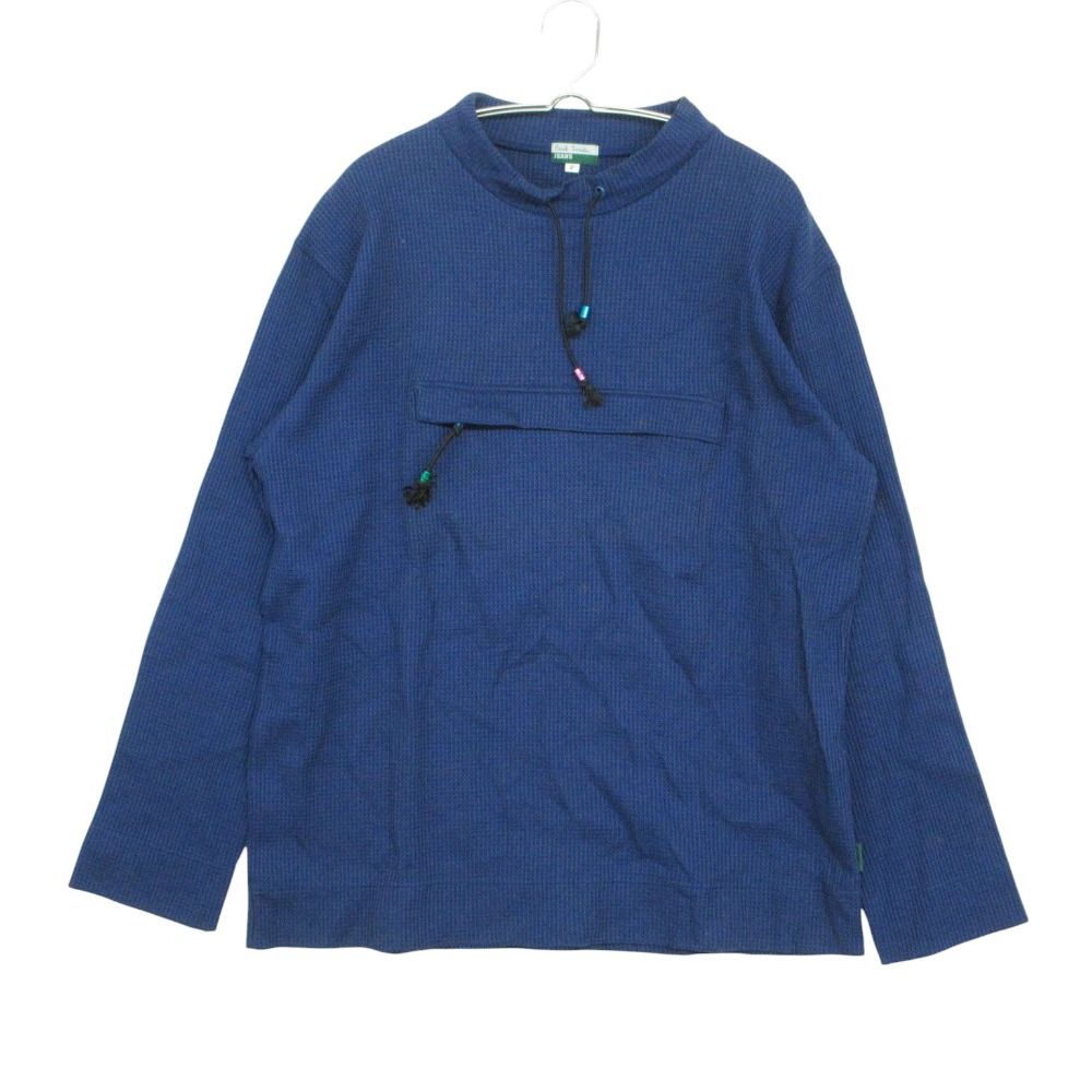 Paul Smith JEANS ポールスミスジーンズ ニット 日本製 スタンド フロントポケット ワッフル プルオーバー トップス 長袖 ブルー フリー メンズ 【中古】