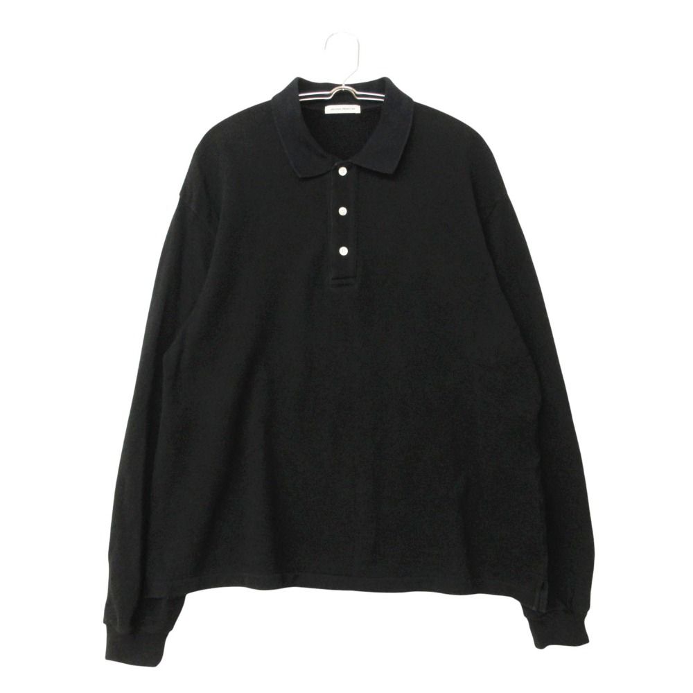 UNIVERSAL PRODUCTS ユニバーサルプロダクツ ポロシャツ 長袖 カットソー 鹿の子 袖口リブ ブラック 2【L】 メンズ レディース 【中古】