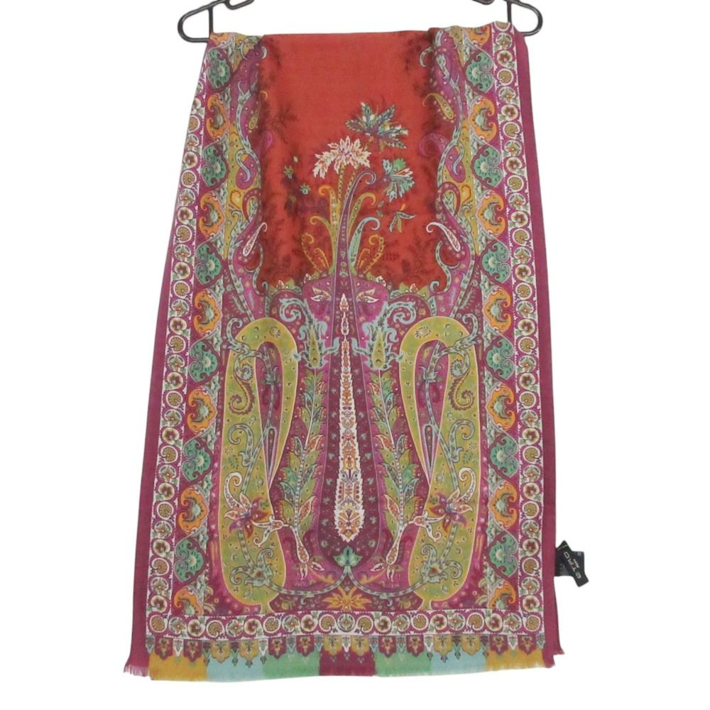 ETRO エトロ ストール マフラー ウール シルク ペイズリー柄
