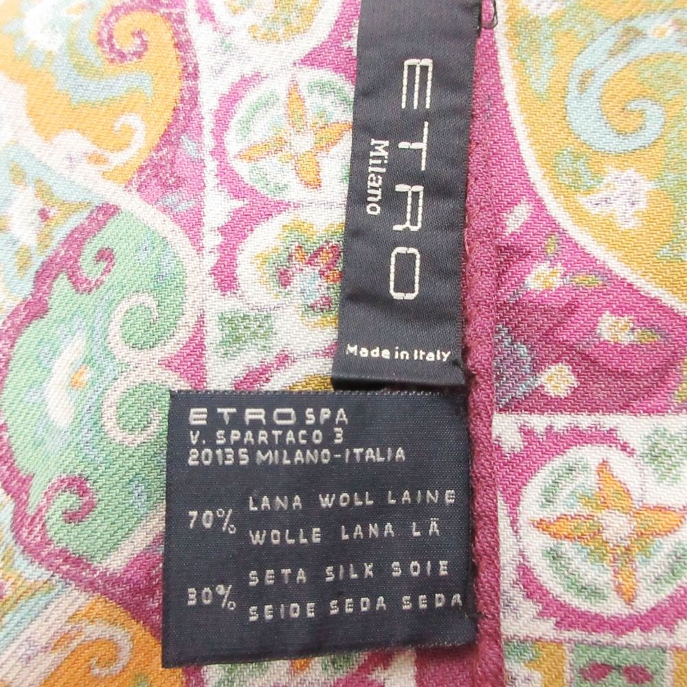 ETRO エトロ ストール マフラー ウール シルク ペイズリー柄