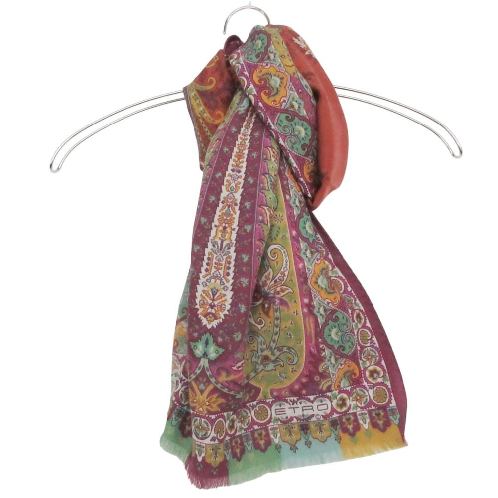 ETRO エトロ ストール マフラー ウール シルク ペイズリー柄