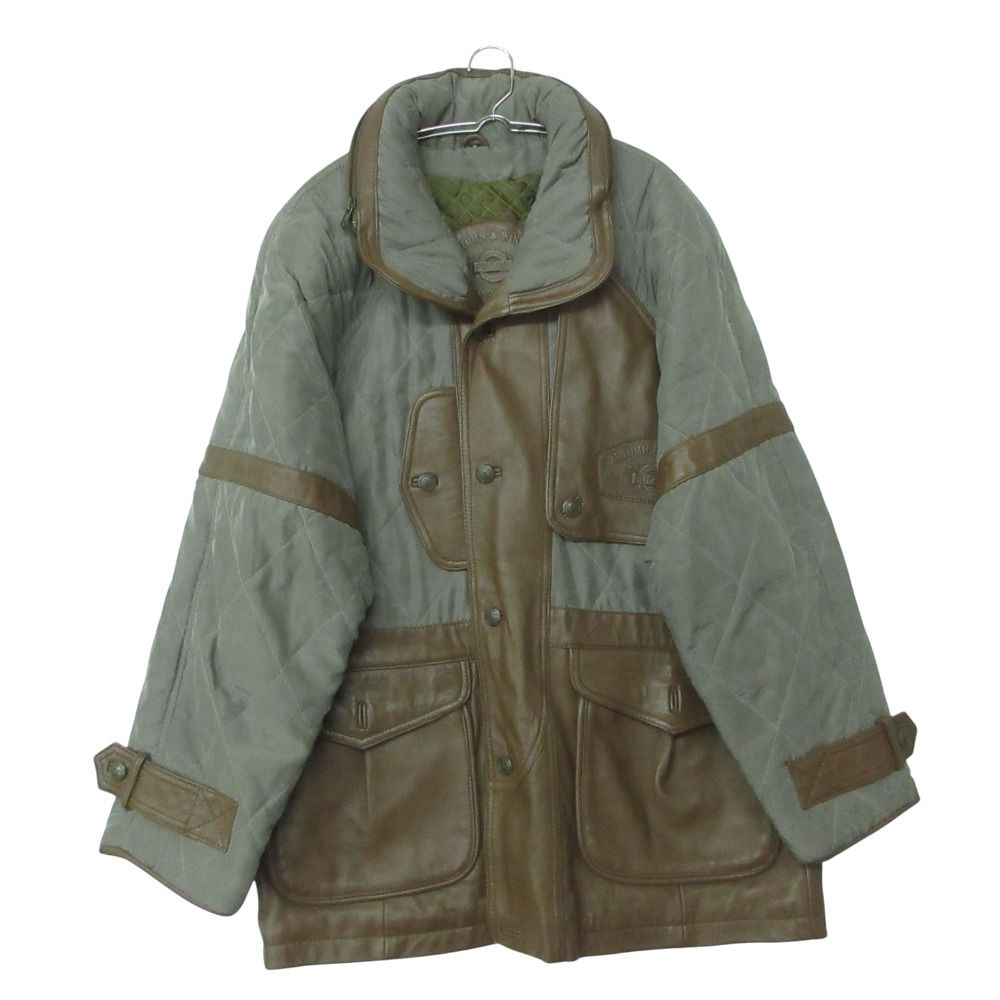 AVIATOR AND HUNTER コート ジャケット キルティング 羊革 ラムレザー アウター グレー M【M】 メンズ 【中古】