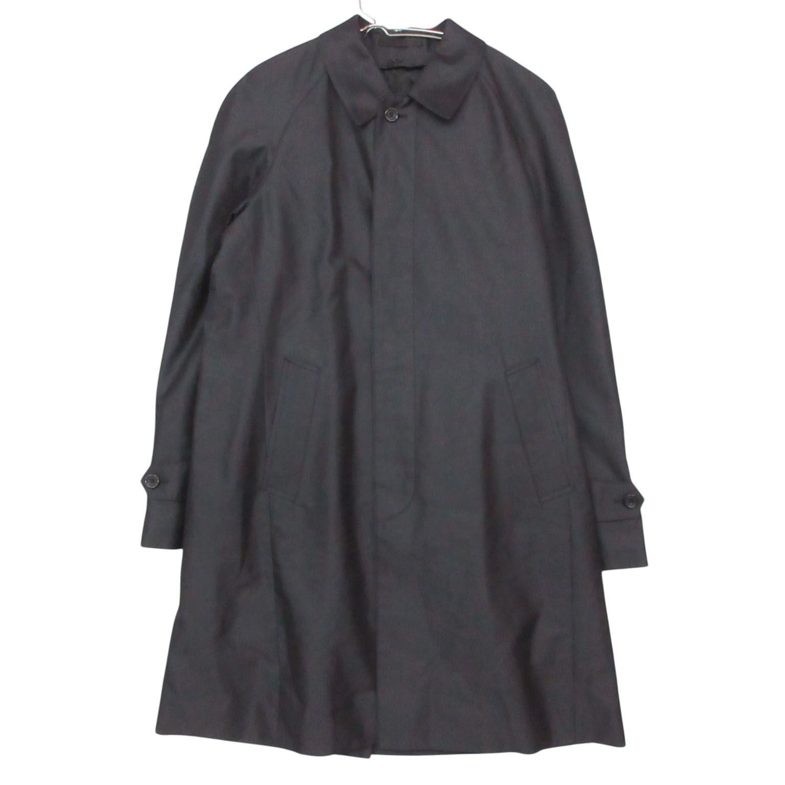 Aquascutum アクアスキュータム コート アクアテック ステンカラー ロング クラブチェック柄 ライナー付 ブラック 42【XL】 メンズ 【中古】