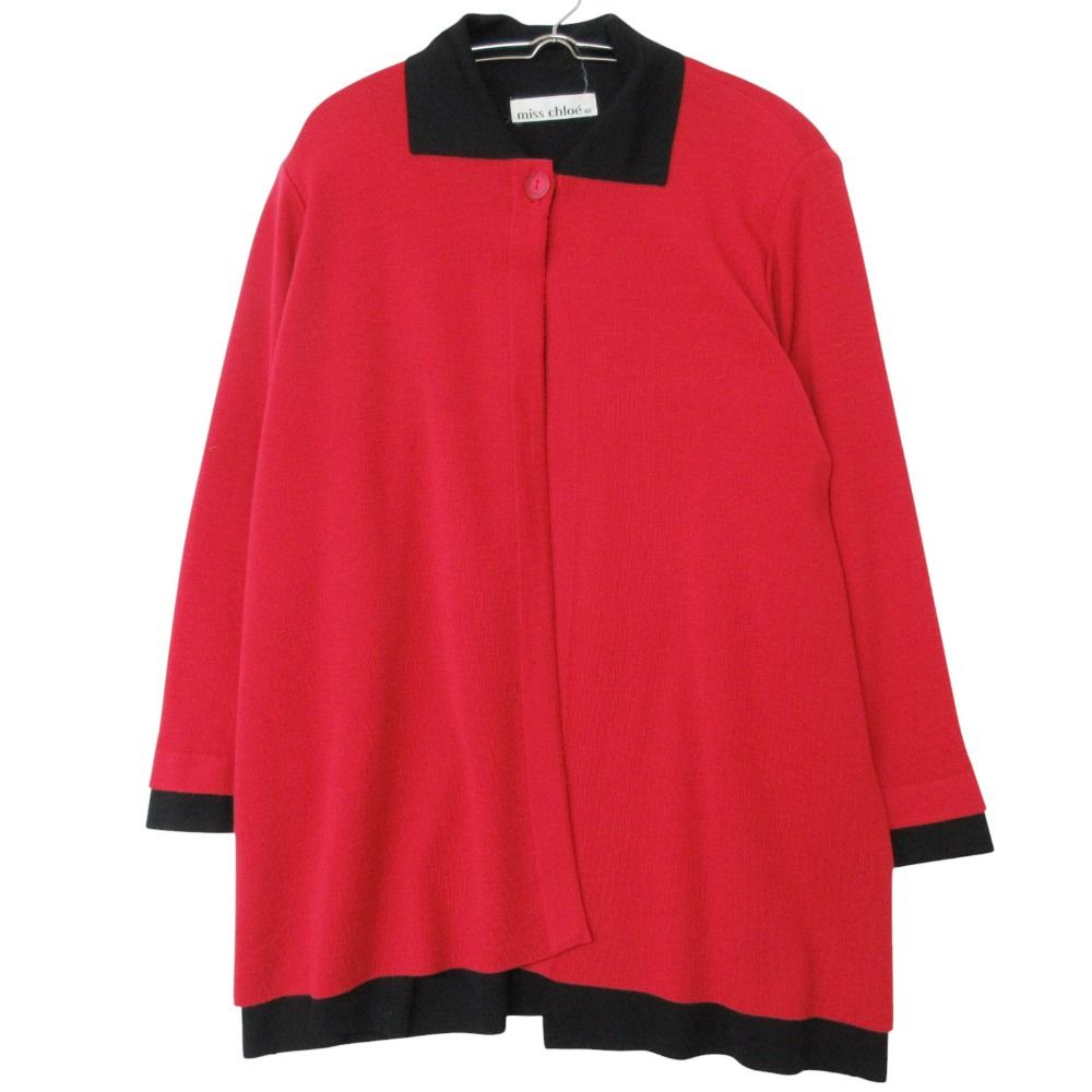 miss chloe ミスクロエ ブルゾン ジャケット アウター 肩パッド付 ウール バイカラー ホリゾンタルカラー レッド 40【L】 レディース 【中古】