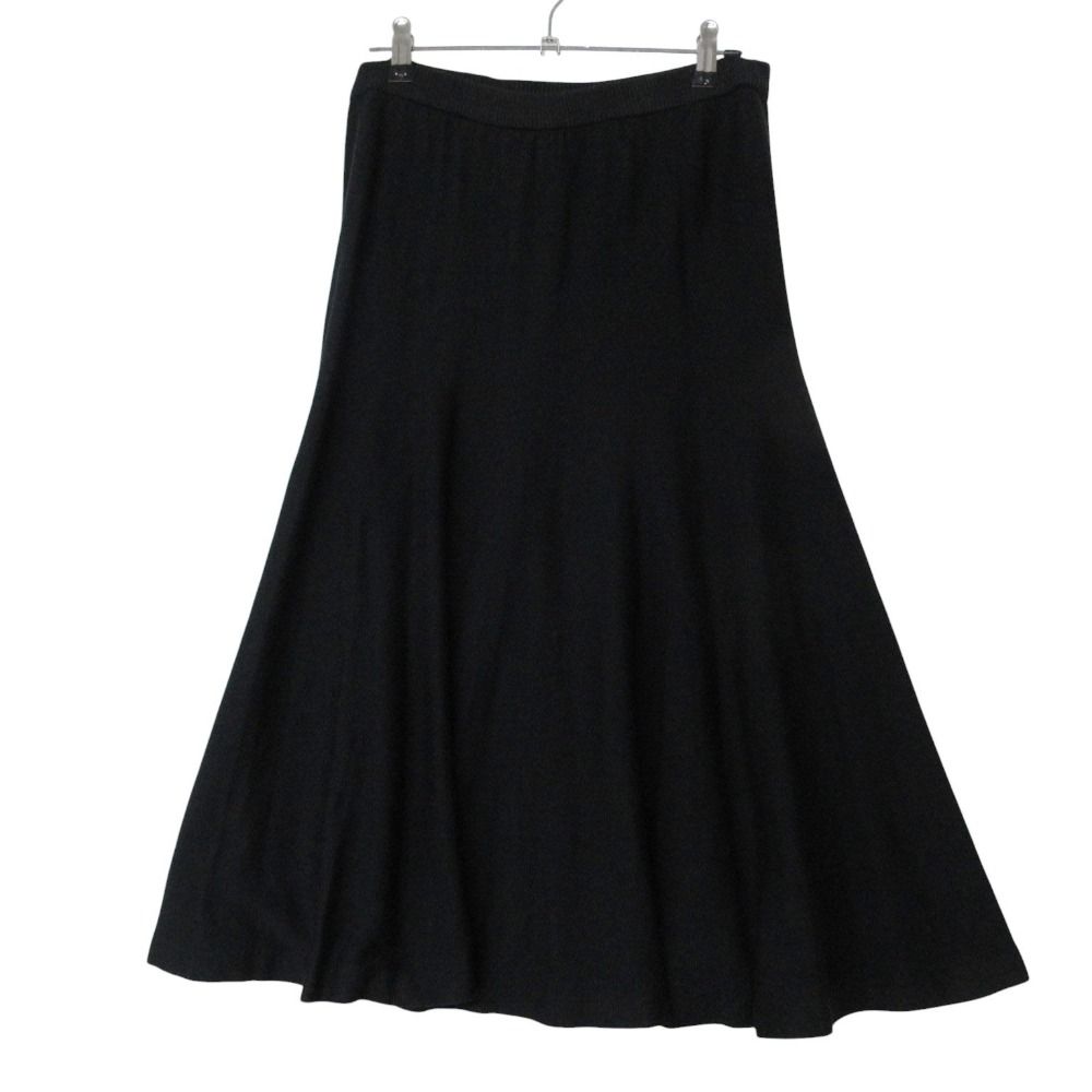 Christian Dior クリスチャンディオール ロングスカート ボトムス フレア ニット コットン シルク ブラック L【L】 レディース 【中古】