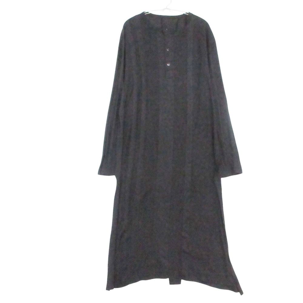 Yohji Yamamoto POUR HOMME ヨウジヤマモトプールオム 長袖Ｔシャツ ロング シャツ 長袖 ストライプ パッチワーク ヘンリーネック ジャージー素材 サンプル品 ブラック メンズ 【中古】