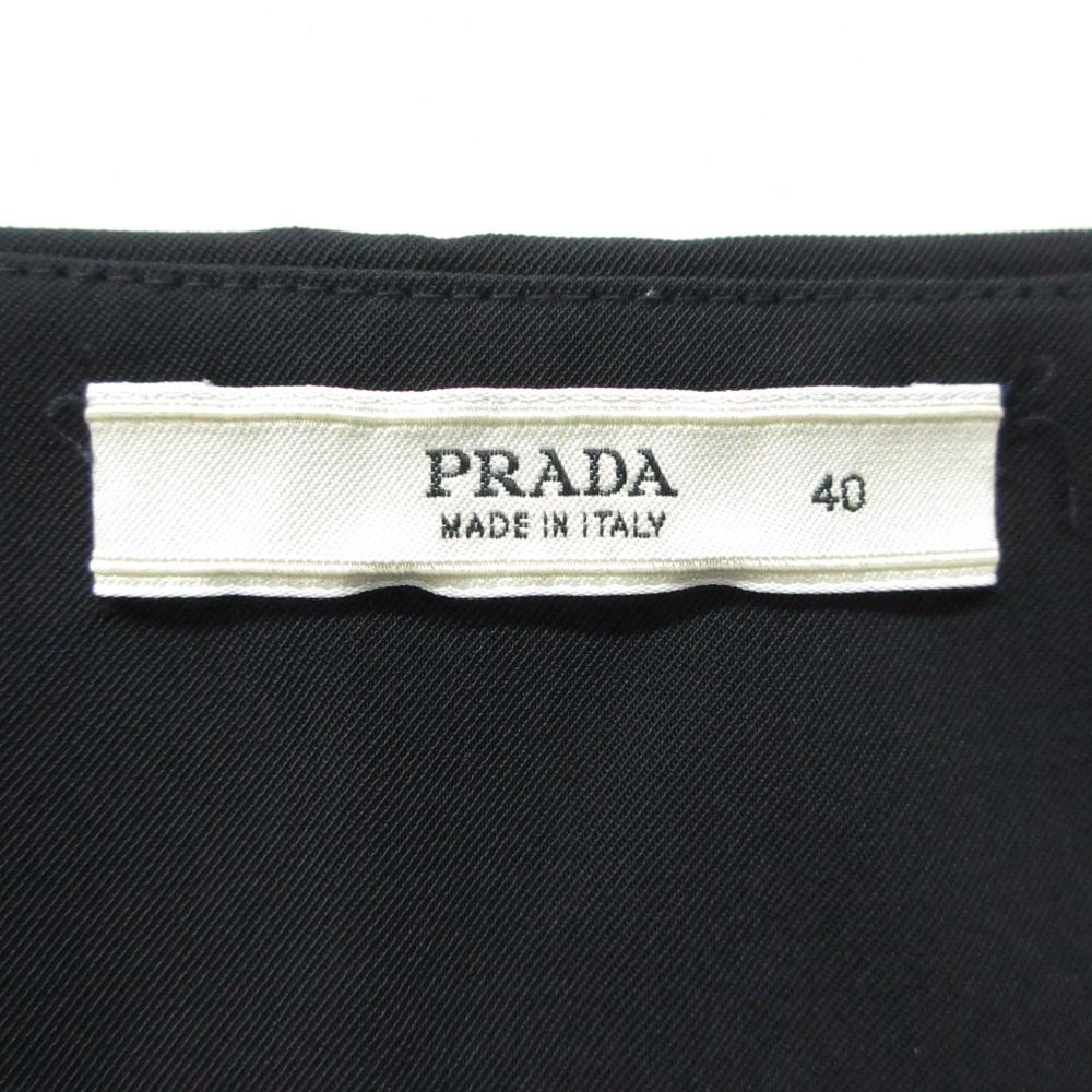 PRADA プラダ スカート タック ボックスプリーツ ベルト付き イタリア製 ボトムス ネイビー 40 レディース 【中古】
