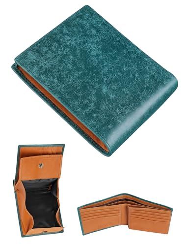 【新品】[ファブリツィオ] 財布 メンズ 二つ折り ボックス型 小銭入れ メンズ財布 薄い 柔らかい 使いやすい イタリアン レザー 一流の革職人が作る 大容量 本革 (ペトローリオ) e3451024