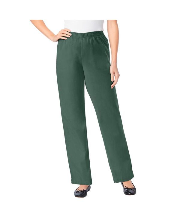 ウーマン ウィズイン レディース ボトムス デニムパンツ プチ デニム ジーンズ Woman Within Petite Within Fineline Stretch Denim WideLeg PullOn Jeans Pine デニム