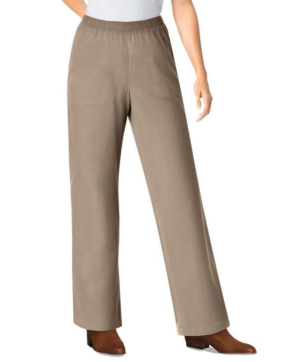 ウーマン ウィズイン レディース ボトムス デニムパンツ プチ デニム ジーンズ Woman Within Petite Within Fineline Stretch Denim WideLeg PullOn Jeans Bark デニム