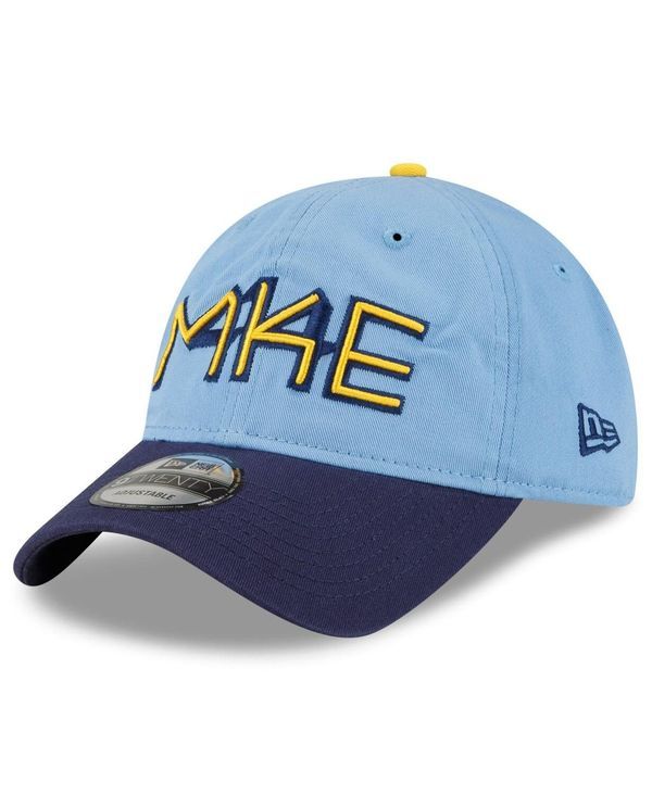 ニューエラ メンズ アクセサリー 帽子 New Era Mens Powder Blue Milwaukee Brewers City Connect 9TWENTY Adjustable Hat Powder Blue ブルー