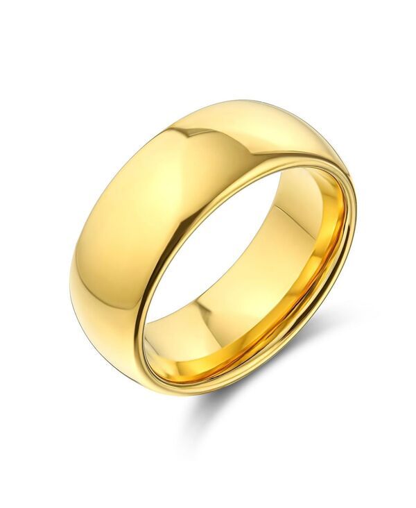 ブリング レディース アクセサリー リング Bling Jewelry Plain Simple Wide Dome Silver Black Gold Plated Titanium Band Ring Comfort Fit 8MM Gold 8mm ゴー