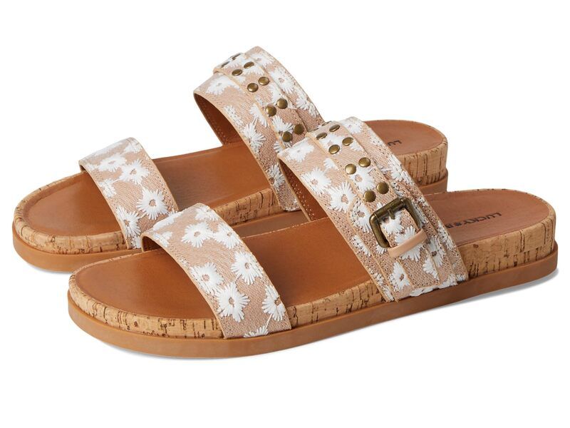 ラッキーブランド レディース シューズ サンダル Lucky Brandineesa Studded Two Band Flat Sandals Natural