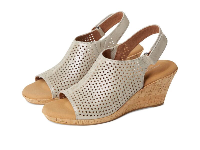 ロックポート レディース シューズ ヒール Rockport Briah Perf Sling Metallic Khaki カーキ