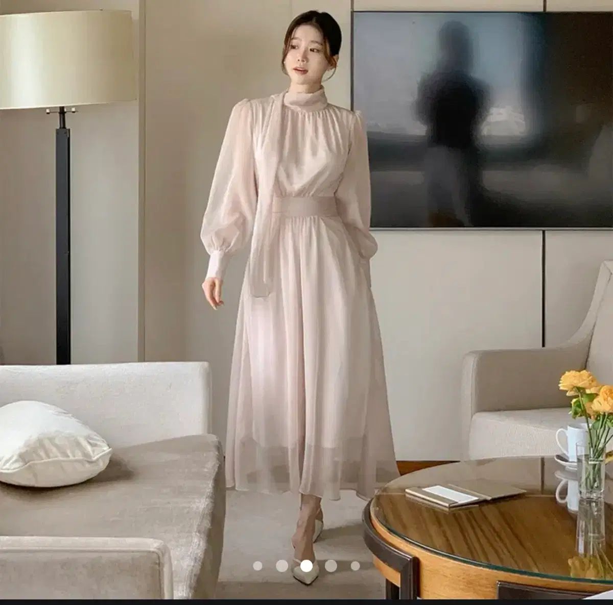 シフォン ロング ワンピース 華奢
