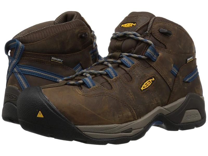 キーン メンズ シューズ ブーツ・レインブーツ Tシャツ KEEN Utility Detroit XT Mid Steel Toe Waterproof Cascade BrownO ブラウン